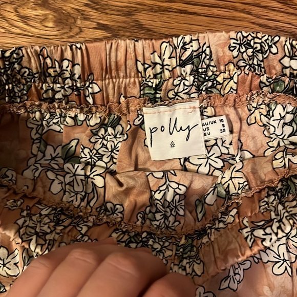 Pink Floral Satin Mini Flounce Skirt - Picture 2 of 2